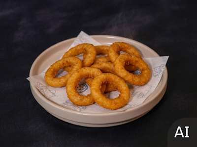 Batterd onion rings x8