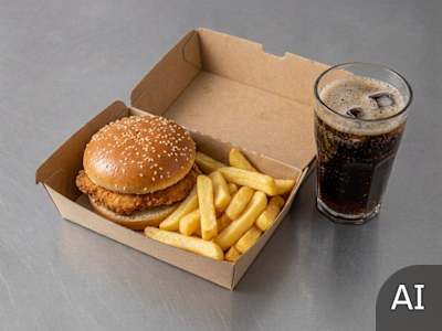 1/4lb Chicken Fillet Burger Chips and Pepsi 330ml