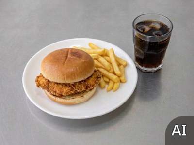 Chicken Burger Chips and Pepsi 330ml Burger Only