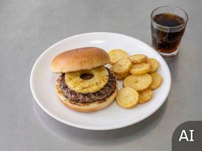 Hawaiian Burger Chips and Pepsi 330ml Burger Only