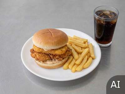 1/4lb Chicken Supreme Burger with Hash Brown Chips and Pepsi 330ml