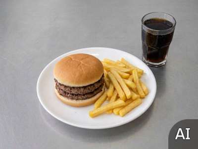 Beef Burger Chips and Pepsi 330ml Burger Only