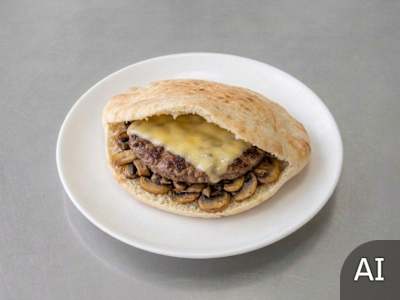 1/2 Swiss Burger in pitta