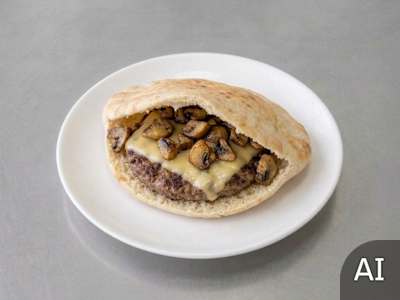 1/4 Swiss Burger in pitta