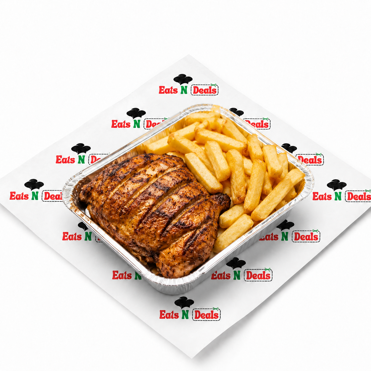 Chicken Grill In Tray With Chips