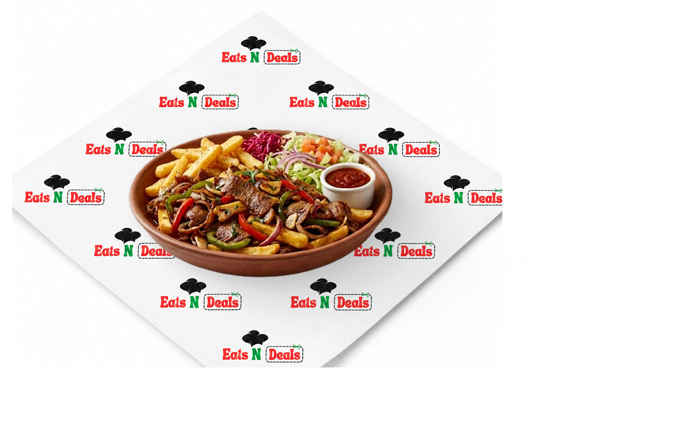 Stir fry kebab and chips