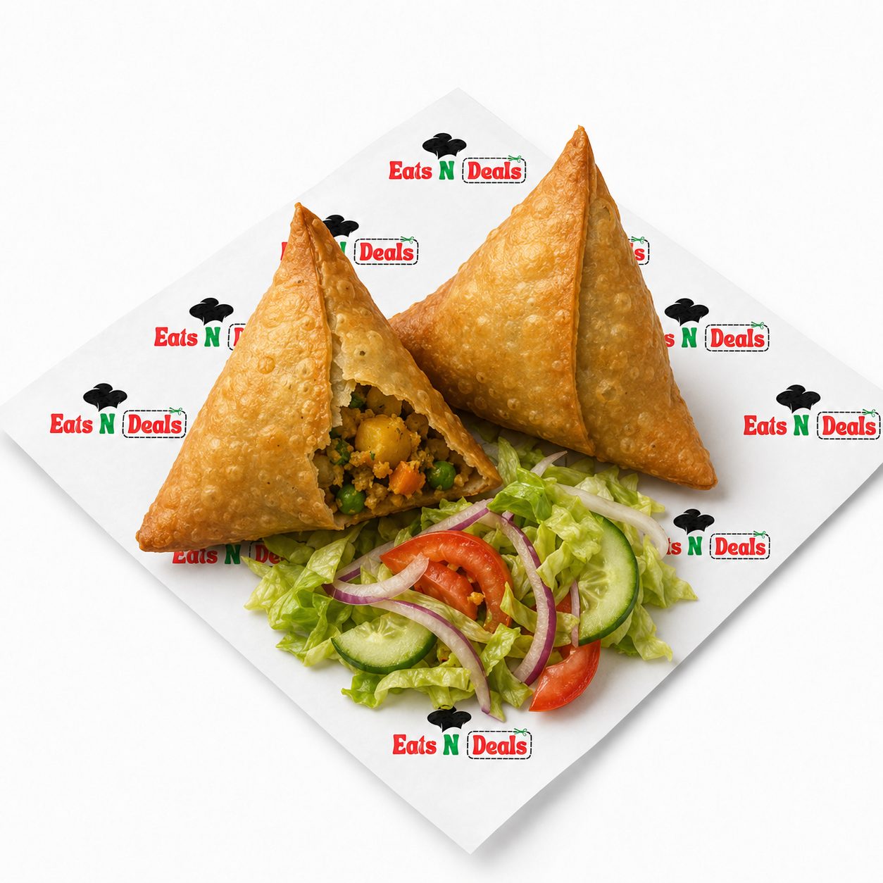Veg/Meat Samosa Portion 2x With Salad