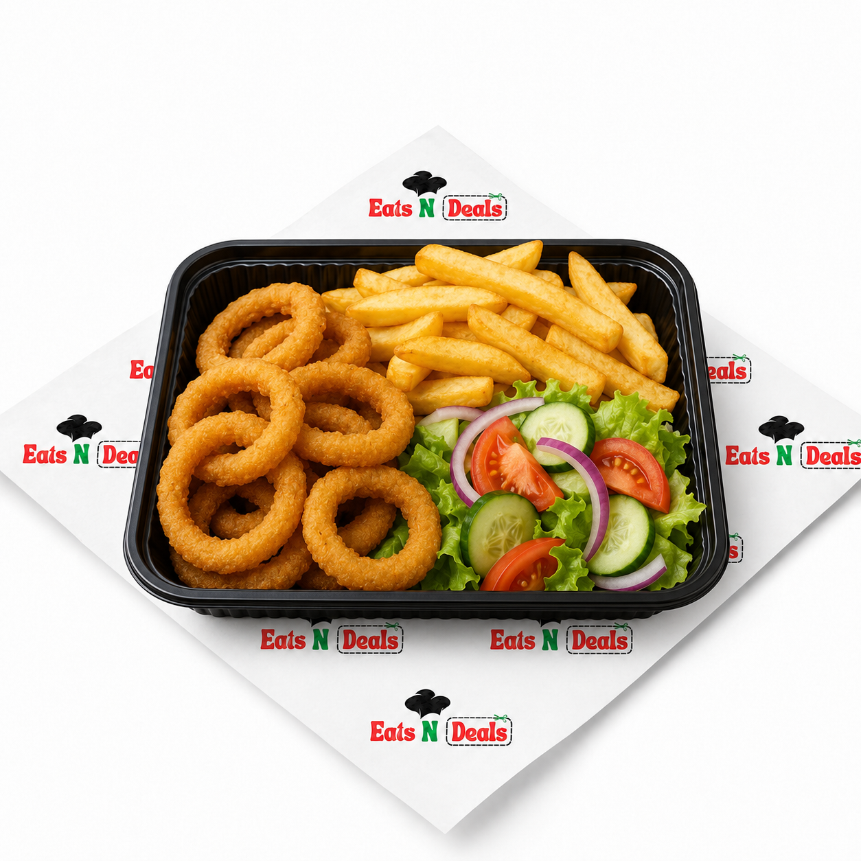 Onion Rings Chips & Salad
