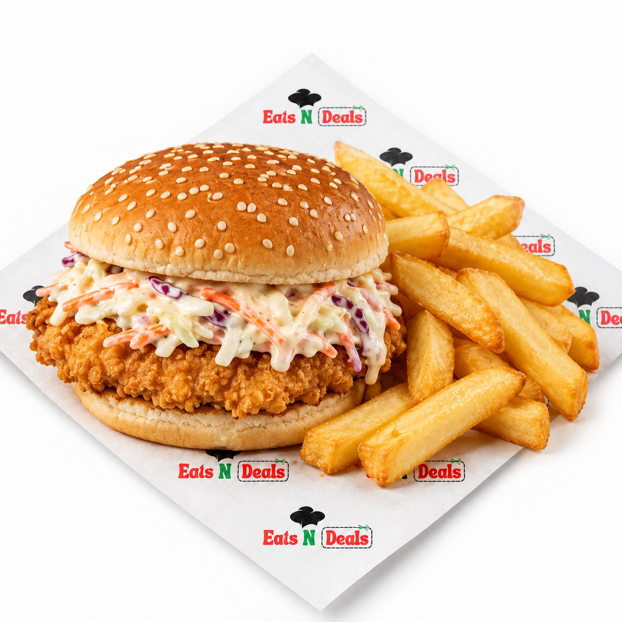 Single Coleslaw Burger And Chips