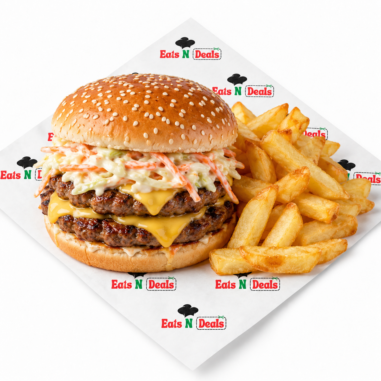 Double Coleslaw Burger And Chips