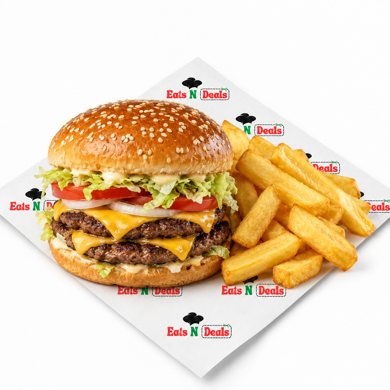 Double Sandwich Burger And Chips