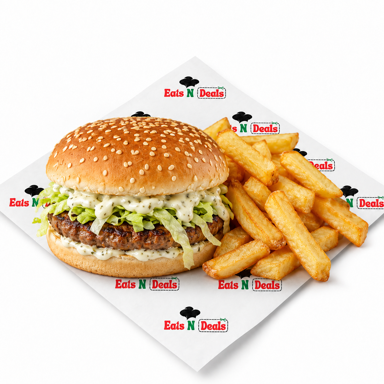 Single Garlic Burger And Chips