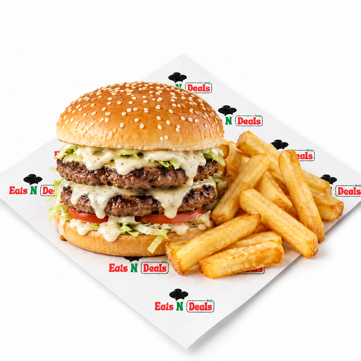 Double Garlic Burger And Chips