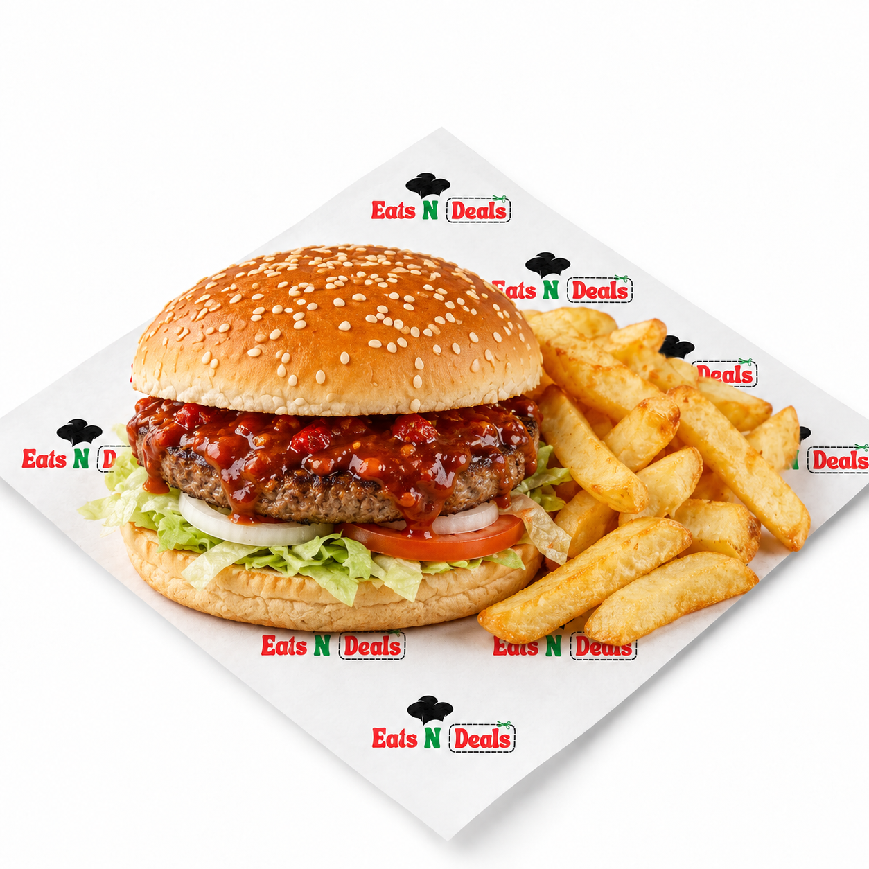 Single Chilli  Burger And Chips