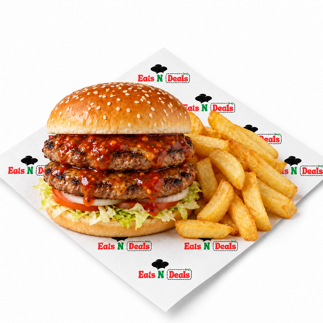 Double Chilli Burger And Chips