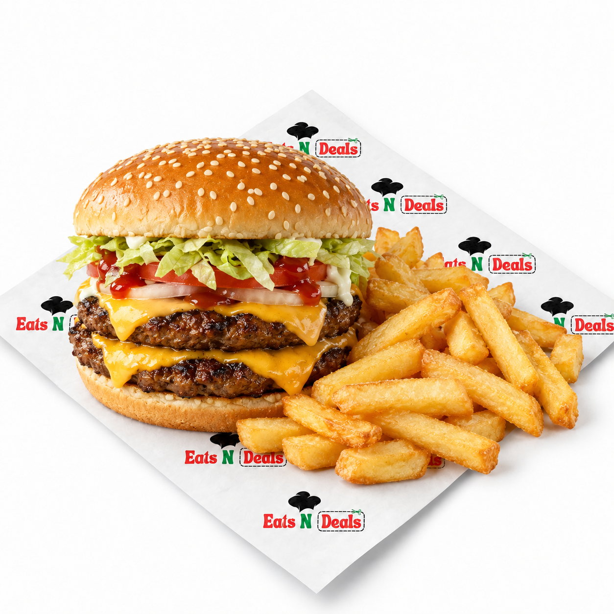 Double Beef Burger And Chips