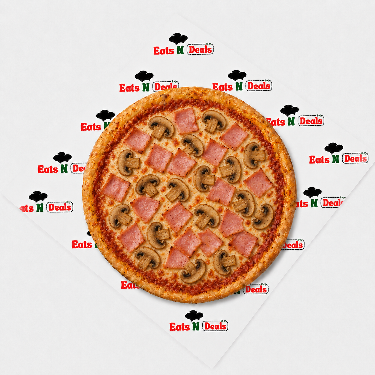 12"Ham, Mushroom And Pineapple Pizza-