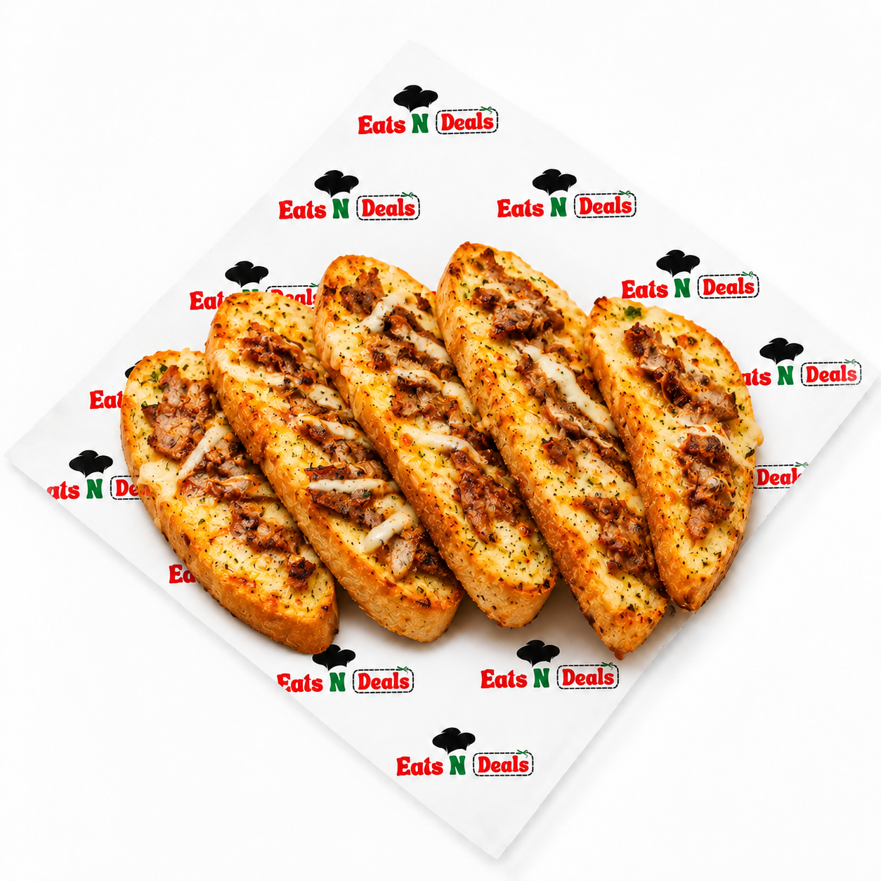 Cheesy Garlic Bread With Donner Meat Slices