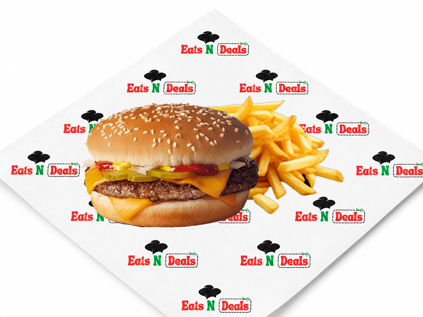 Quarter Pounder Cheeseburger With Chips. American Sliced Cheese