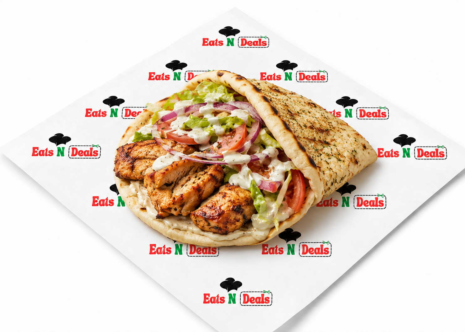 Chicken tikka kebab on pitta