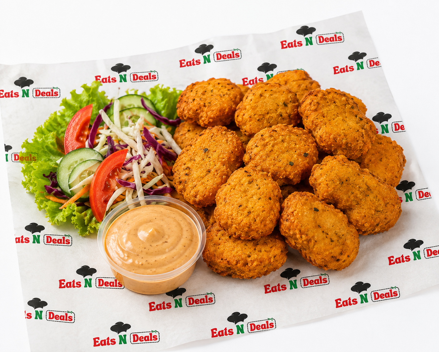 Veg Nuggets With Salad & A Dip