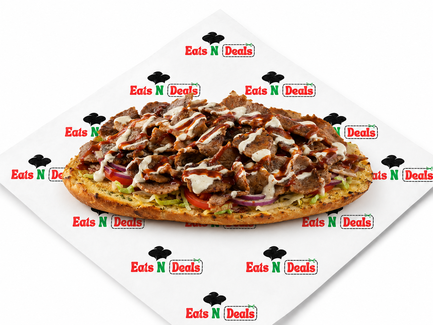Donner On Garlic Bread With Lamb Doner