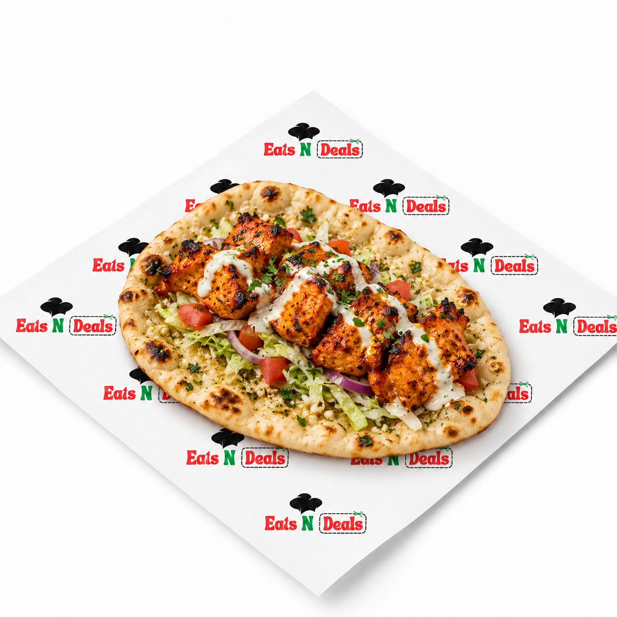 Regular Chicken Tikka On Garlic Naan