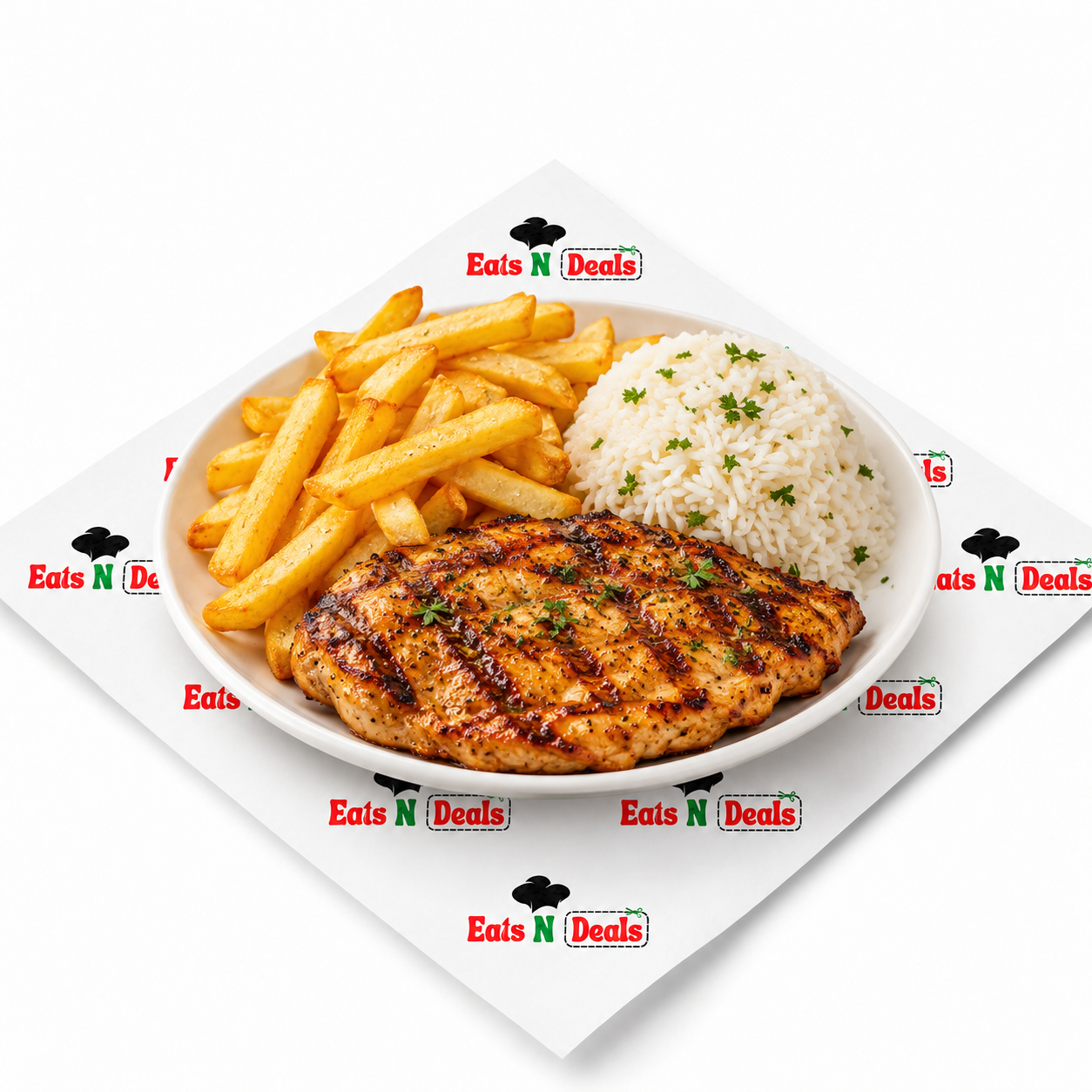 Steak With Chips & Rice