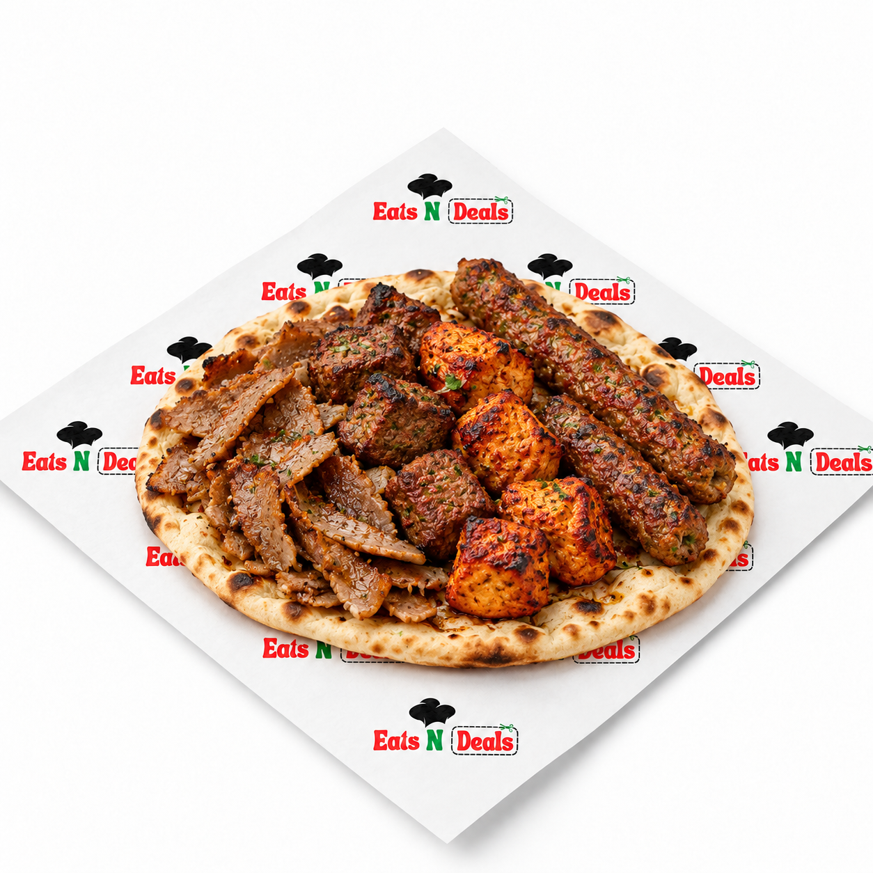 Mixed Kebab On Naan Or Chips