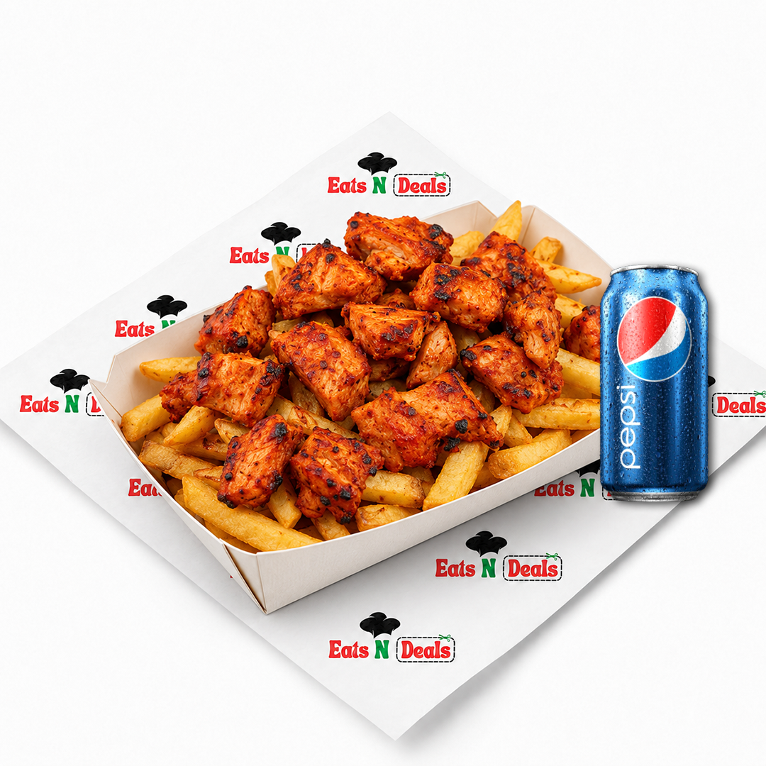 Chicken tikka chips meal