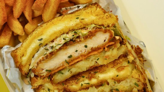 Chicken Stack Toastie With Chips